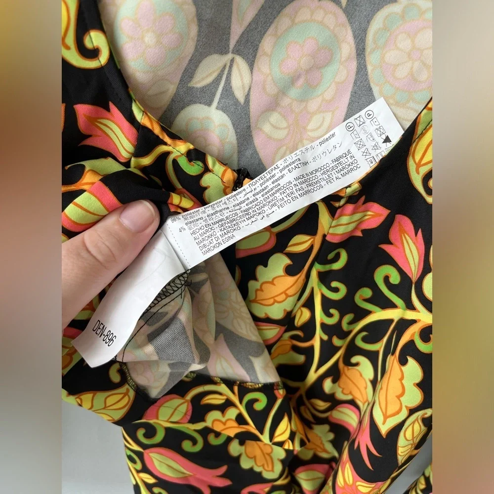 NWT! Zara size medium long sleeve printed mini boho dress multicolored pattern - Picture 9 of 15